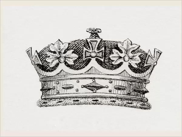 Crown worn by the grandchildren of the English monarch. From The National Encyclopaedia: A Dictionary of Universal Knowledge, published c. 1890; Illustration