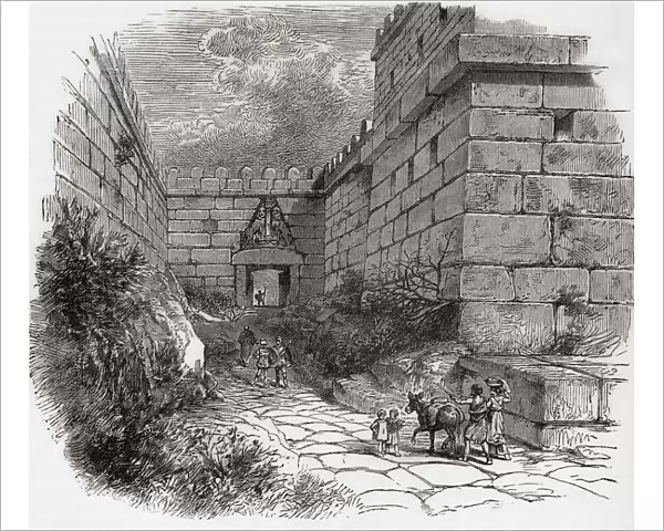 The Lion Gate, Mycenaea, Greece. From Cassells Universal History, published 1888