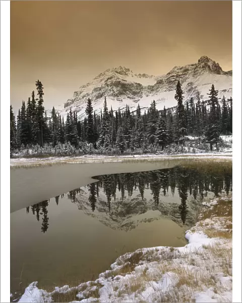 Canadian Rocky Mountains dusted in snow, Banff National Park, Alberta, Canada