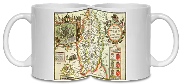 Nottinghamshire Historical John Speed 1610 Map