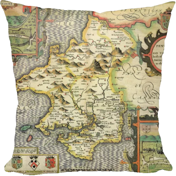 Pembrokeshire Historical John Speed 1610 Map