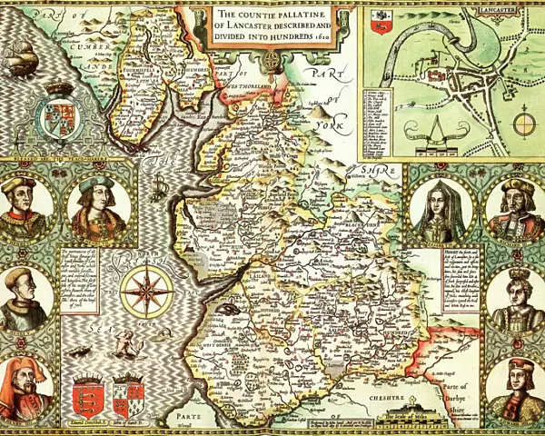 Lancashire Historical John Speed 1610 Map
