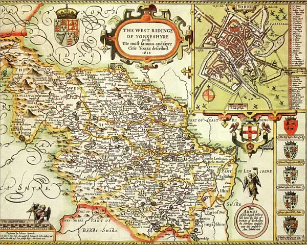 Yorkshire West Riding Historical John Speed 1610 Map