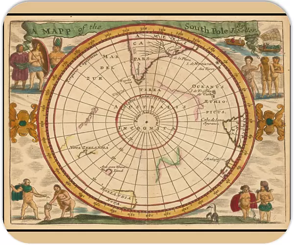 Old Map of The South Pole originally Published by J. Seller 1684