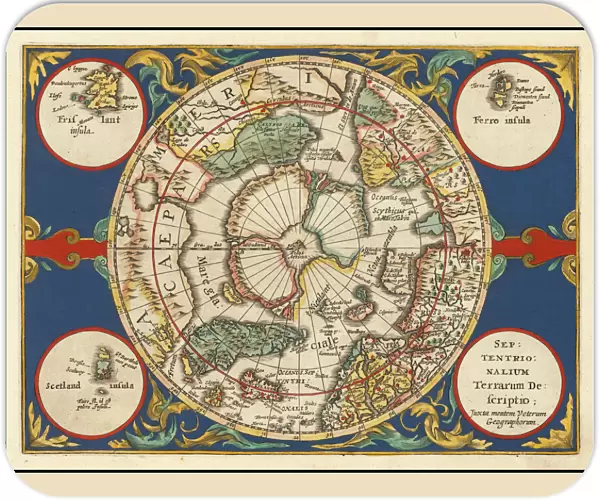 Old Map of The North Pole 'Septentrionalium Terrarum descriptio'originally Published by Johannes Cloppenburg 1632