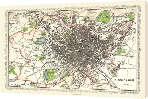 Old Map of Birmingham 1866 by Fullarton & Co