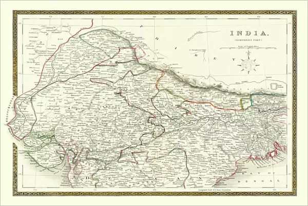 Old Map of Northern India 1852 by Henry George Collins