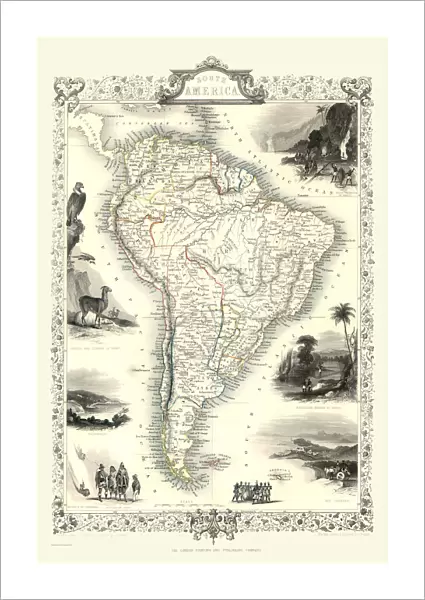 Old Map of South America 1851 by John Tallis