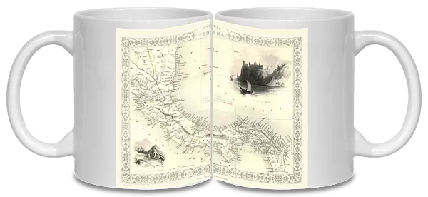 Old Map of Isthmus of Panama 1851 by John Tallis