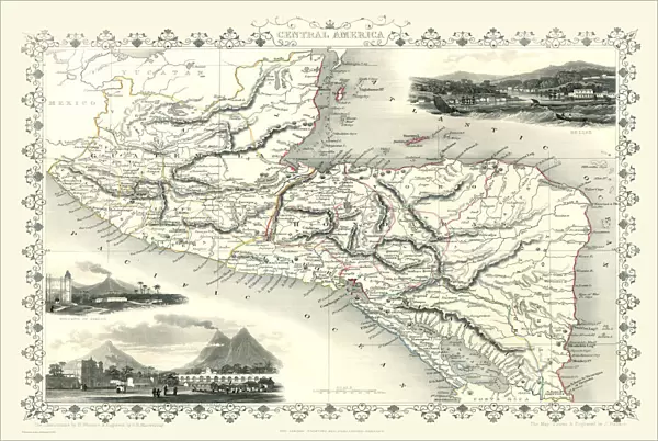 Old Map of Central America 1851 by John Tallis