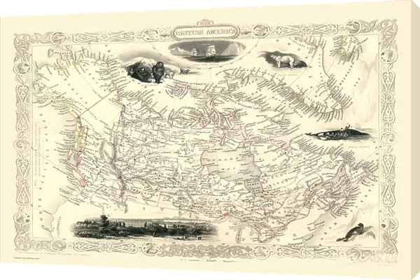 Old Map of British America, or Canada 1851 by John Tallis