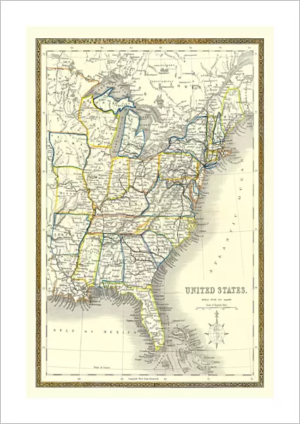 Old Map of The United States of America 1852 by Henry George Collins