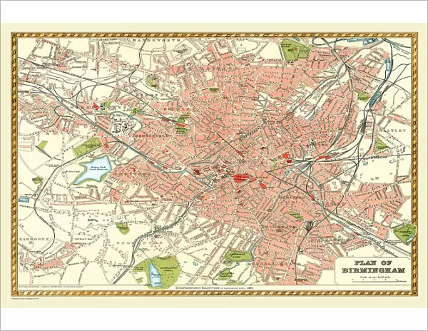 Old Map of Birmingham 1893 from the Comprehensive Gazetteer Atlas of England and Wales