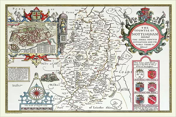 Old County Map of Nottinghamshire 1611 by John Speed