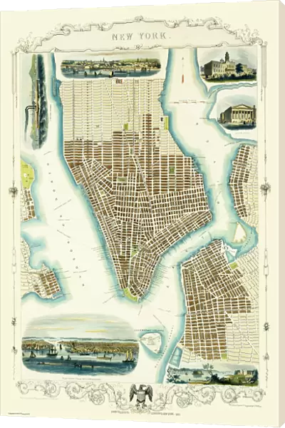 Old Map of New York United States of America 1851 by John Tallis