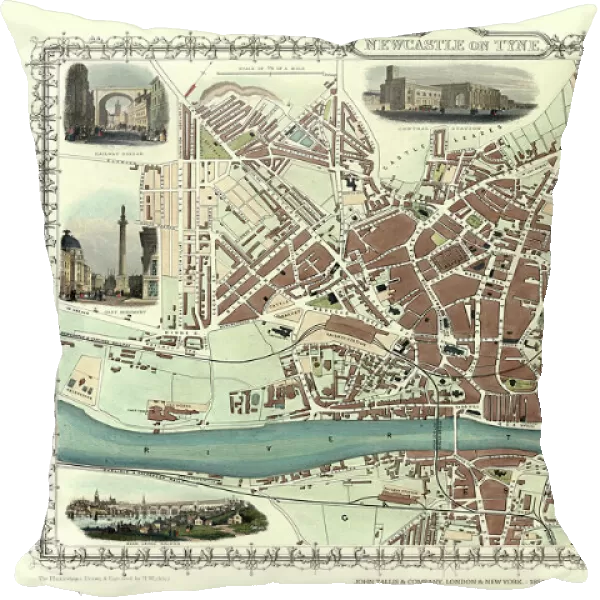 Old Map of Newcastle upon Tyne 1851 by John Tallis