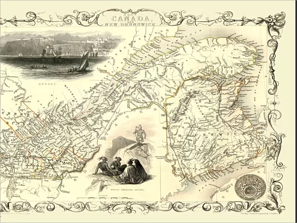 Old Map of East Canada and New Brunswick 1851 by John Tallis