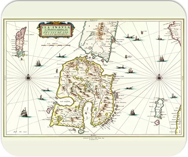 Old Map of the Isle of Islay Scotland 1654 by Johan Blaeu from the Atlas Novus