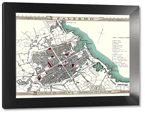 George Bradshaws Plan of Palermo, Italy1896