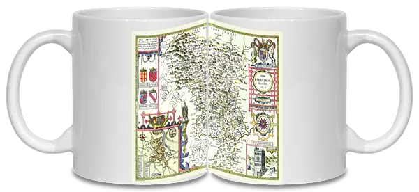 Old County Map of Derbyshire 1611 by John Speed