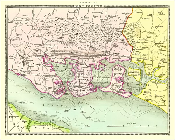 Old Map of the Environs of Portsmouth 1836 by Thomas Moule