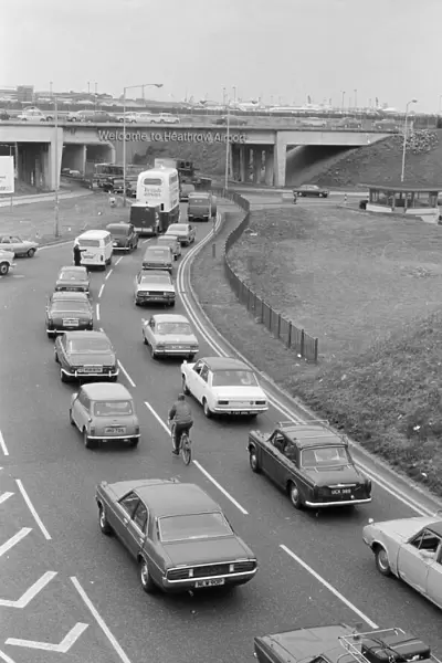 Bank holiday traffic at Heathrow. 31st May 1976