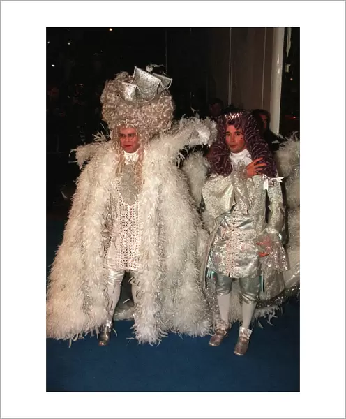 Elton John celebrates his 50th birthday at the Palais 1997 dressed as Louis XIV