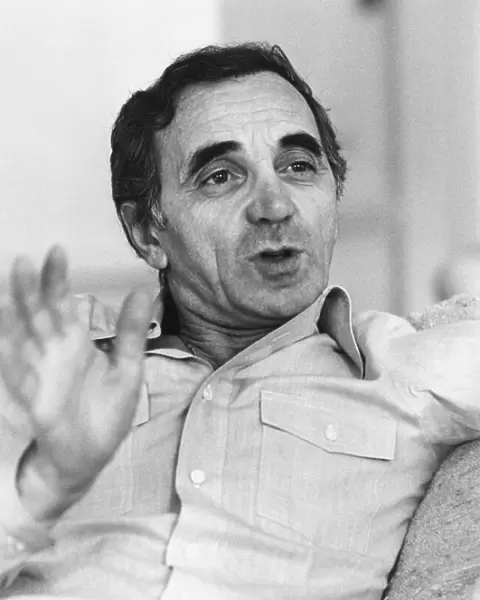 French singer Charles Aznavour pictured being in interviewed in London