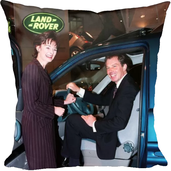 Motor Show October 1997 - Tony Blair sitting inside the new Land Rover with Cherie Blair