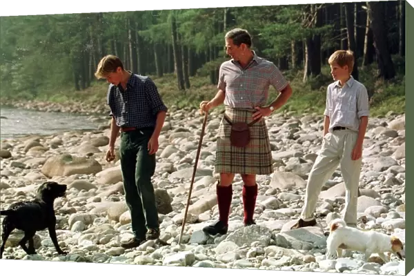 Prince William Collection 1997 Prince Charles with sons at Balmoral August 1997 Prince