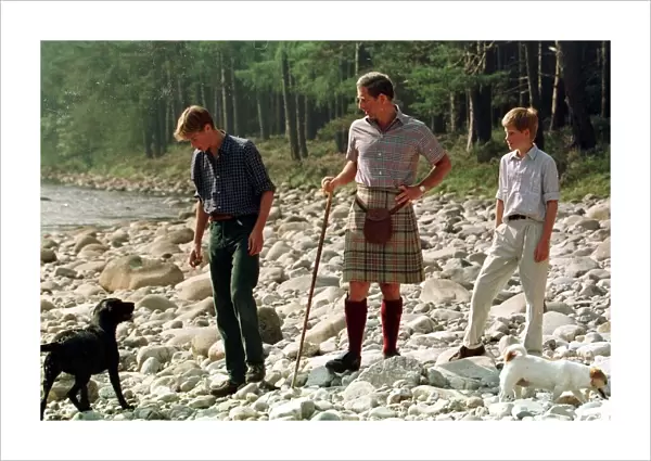 Prince William Collection 1997 Prince Charles with sons at Balmoral August 1997 Prince