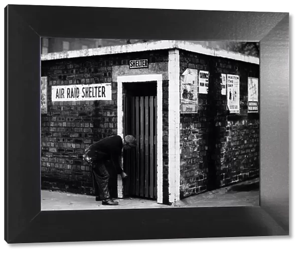 World War Two Checking door of an air raid shelter 1940 in George Square Glasgow