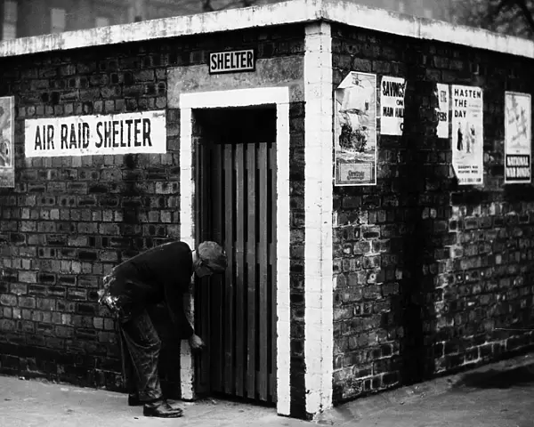 World War Two Checking door of an air raid shelter 1940 in George Square Glasgow