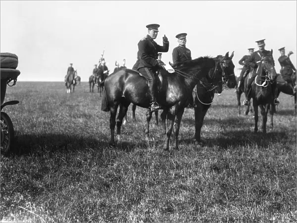Winston Churchill and General Sir John French watching the manoeuvers on Salisbury Plain