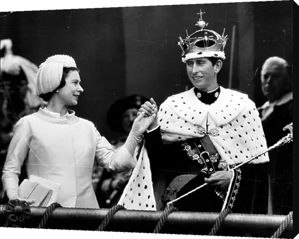 Charles Prince of Wales Investiture at Caernarfon, July 1969 Wearing ermine cloak