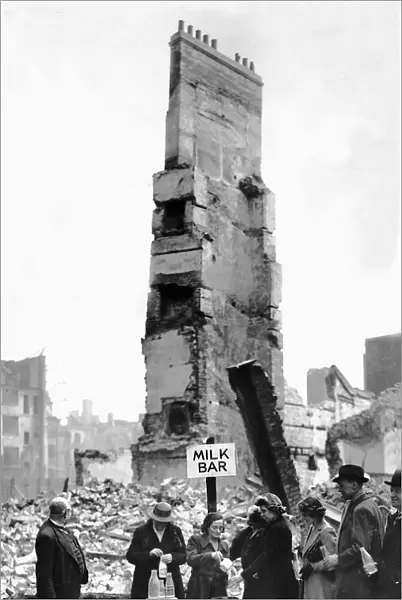 A spirit-of-the-Blitz milk bar in London, where there had been a dairy until bombing