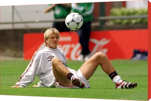 David Beckham during England training session June 1998 as they prepare for