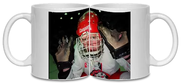 Gary Mackay Hearts FC footballer wearing Paisley Pirates ice hockey gear