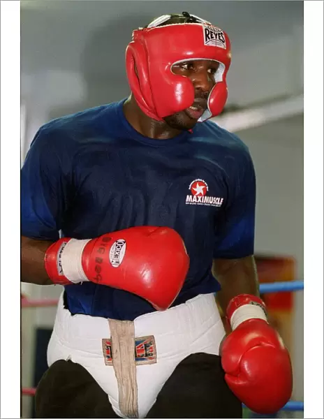 Julius Francis Boxing January 99 British Heavyweight Champion in gym sparring