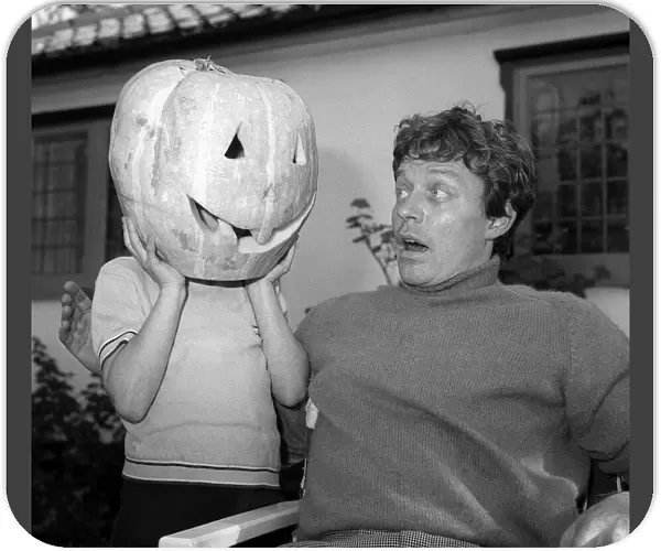 Ed Bishop with Georgina Bishop and pumpkin Mask October 1971 Ed Bishop Actor