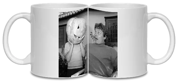 Ed Bishop with Georgina Bishop and pumpkin Mask October 1971 Ed Bishop Actor