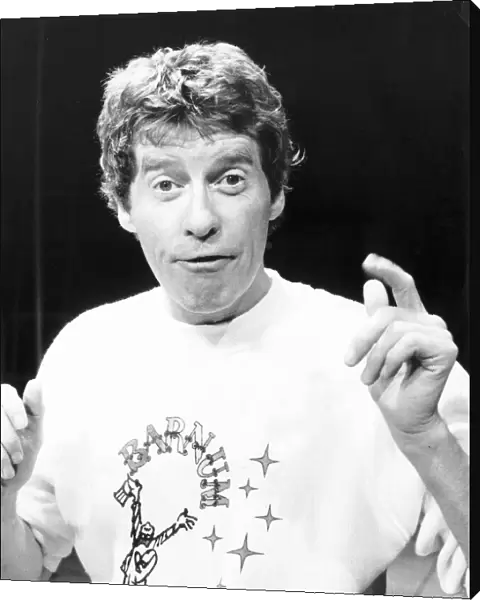 Michael Crawford actor and singer wearing a Barnum sweat shirt