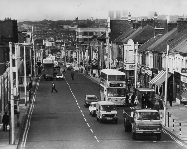 Shields Road in Byker, Newcastle. Circa 1979