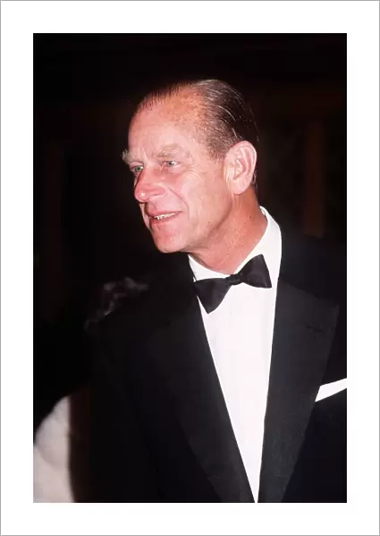 Prince Philip, the Duke of Edinburgh wearing black dinner jacket and bow tie