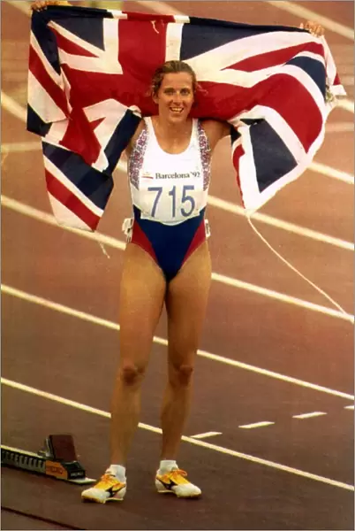 Sally Gunnell after winning the 400 metres hurdles Olympic gold medal in Barcelona