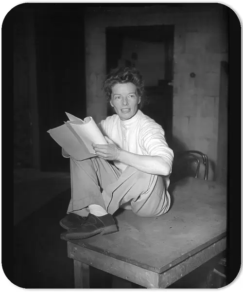 Katherine Hepburn April 1952, rehersing for the play Millionaire