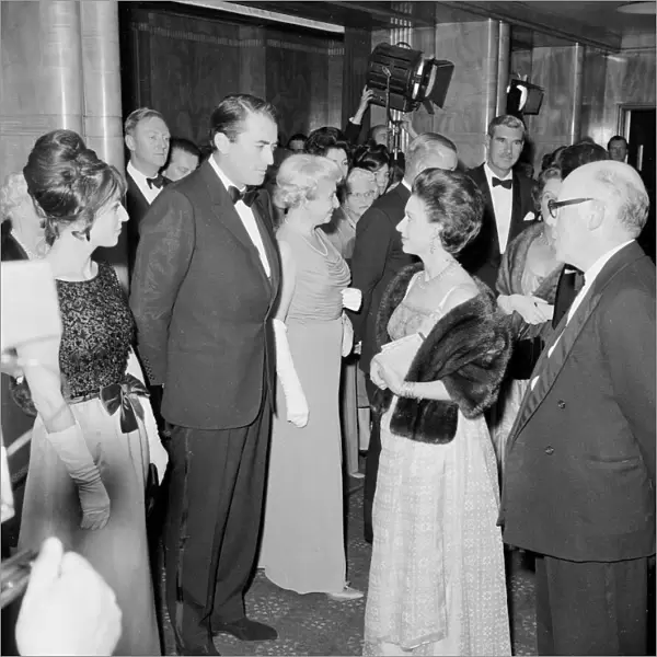 Gregory Peck with Princess Margaret at a film premiere May 1963 1960s