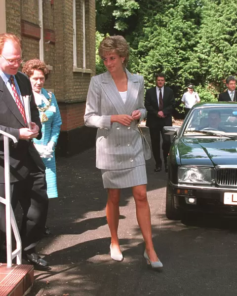 Princess Diana arrives to open the Depaul Trusts Willesden Hostel in London which