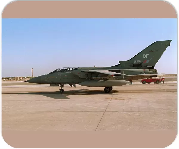 A Panavia Tornado F3 of the RAF Nov 1990 after arrival in Saudi Arabia to join