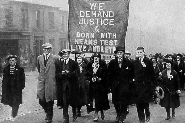A march against unemployment in Newcastle in April 1934